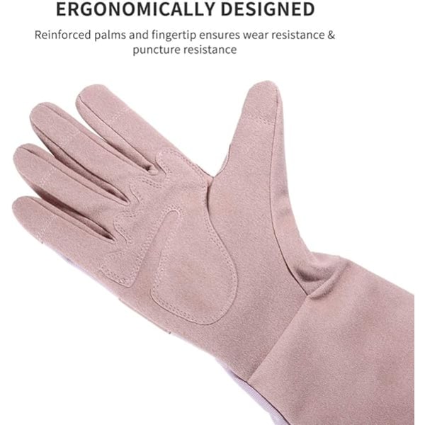 Kestävät lehmännahkaiset puutarhatyökäsineet white pink