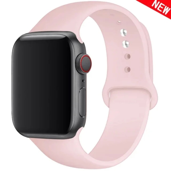 Silikonrem til Apple Watch Band 45mm 44mm 42mm 49mm 41mm 40mm 38mm correa armband iwatch Series 8 7 9 SE 4 3 5 Ultra 6 - Lys Rosa new-Light Pink 42 44 45 49 mm S-M