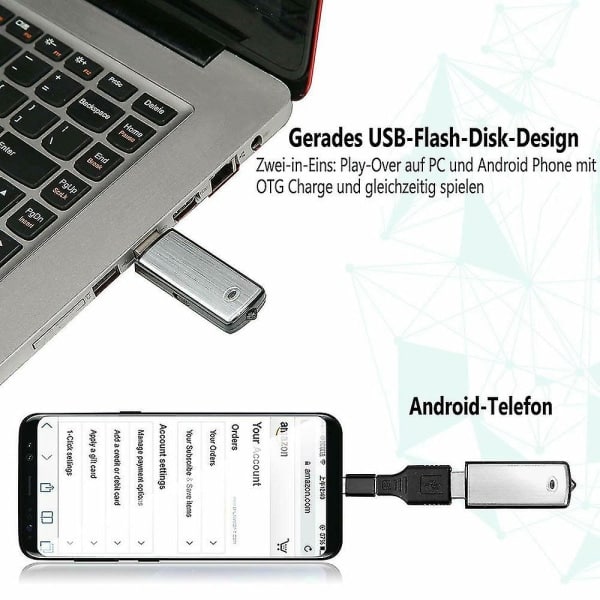 2-in-1 digitaalinen ääninauhuri 8 Gt mini USB-tikku, digitaalinen ääninauhuri pellavalla kokouksiin, luentoihin