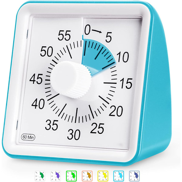 60 Minuters Visuell Timer, Klassrumstimer, Nedräkningstimer för Barn och Vuxna Blue