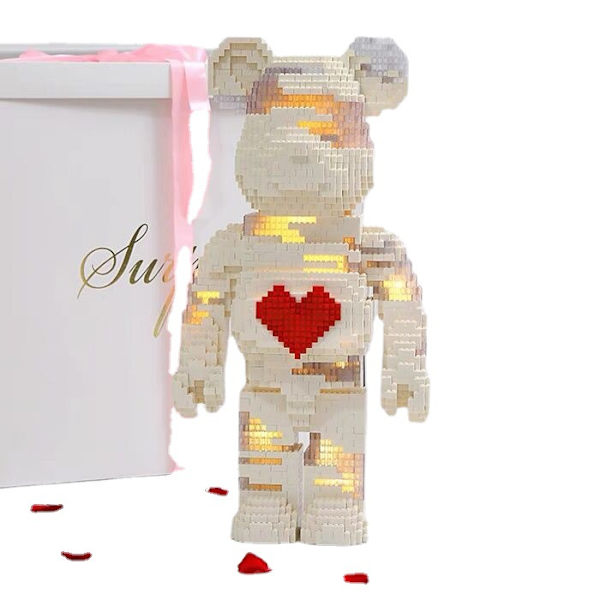 Micro Brick Bjørn Model – Kreativt Samlesæt Legetøj til Børn & Samlere *Medium pink* Medium pink