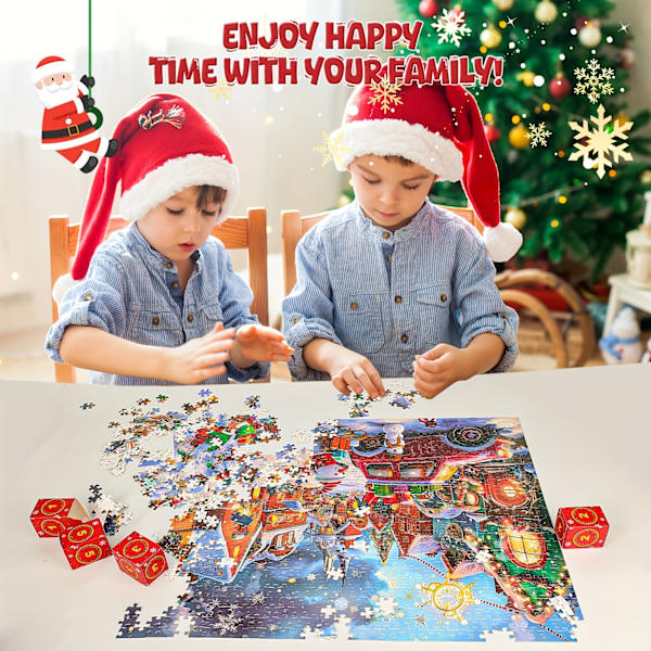 Joulupalapeli Adventissa 2024, 24 Päivän Joulu CountDown Kalenteri Lapsille Ja Aikuisten, 1008 Palan Palapeli Sukka Täyte Snowman
