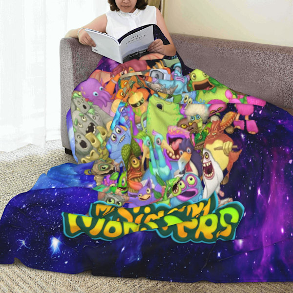Cartoon My Singing Monster filtfilt i flanellfleece - lätt filt för alla årstider för vardagsrum/sovrum/soffa/camping - w4 80x60in 200x150cm