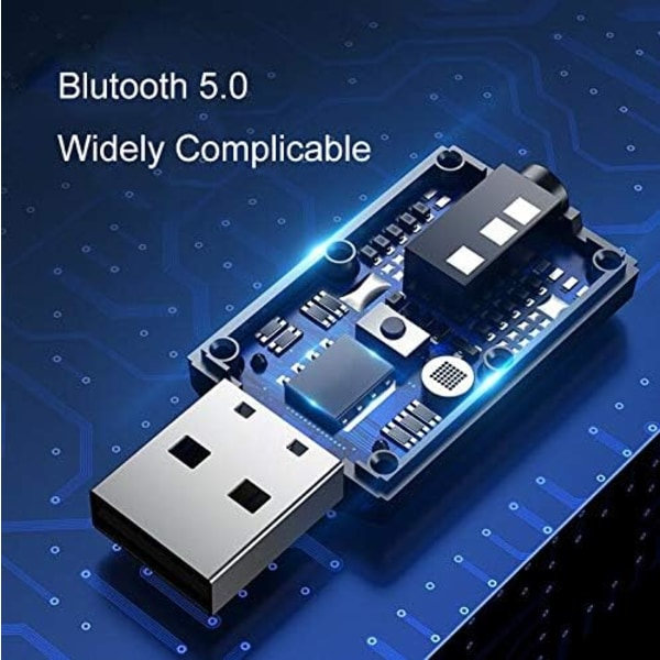 Bluetooth-lähetin 50 3,5 mm:n liittimellä, Mini Wireless Bluetooth -lähetin, USB-lataussovitin, sisäänrakennettu mikrofoni autoon, kotiin, kuulokkeisiin ja kaiuttimiin