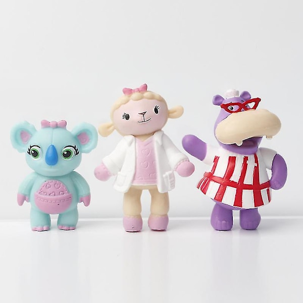 12-pack Doc McStuffins Figuriner Leks - Doktor Lamby Får, Knappad Drake, Hallie Flodhäst, Cool Snögubbe, Modelldockor, Barnpresent