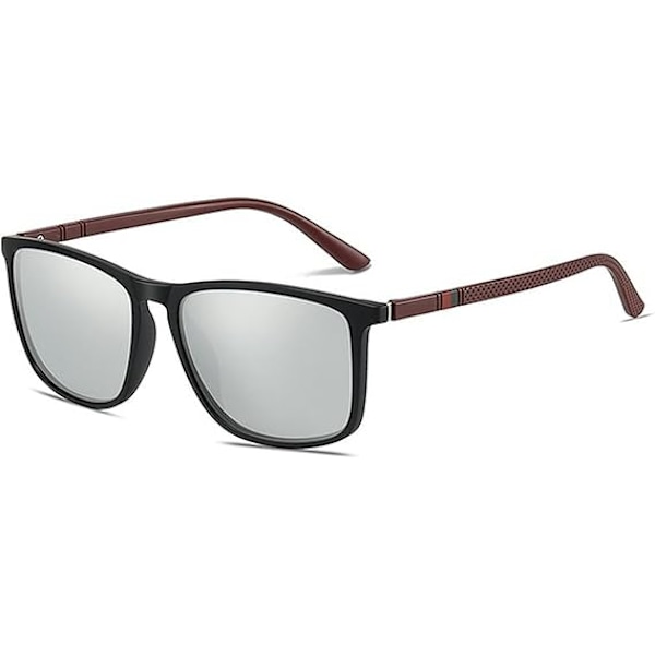 SunShadeX/Designer-001-Solbriller-1-Vintage Kvadrat: Polariseret, UV400 Beskyttelse, Unisex Silver Mirror