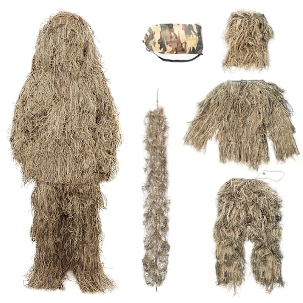 Børne Ghillie Kostumer Sniper Halloween Hær Kostume Brun brown 190