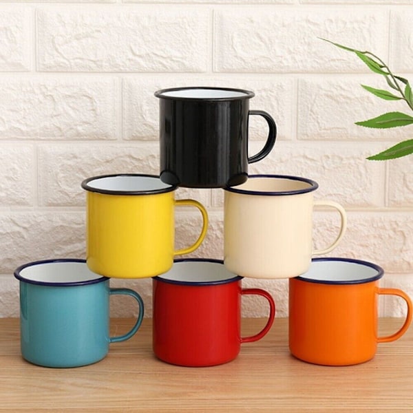 Muggar Koppar Emaljerad mugg VIT White