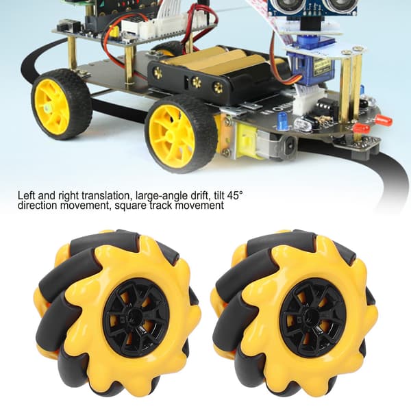 Mecanum Hjul OmniDirectional Smart Robot Bil Dele Tilbehør DIY Legetøj Komponenter 60mm(1 Par )