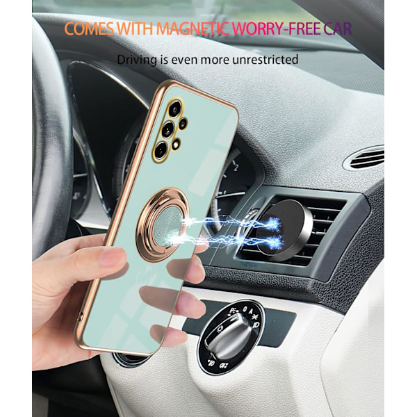 Fodral för Samsung Galaxy A32 5Gi (Grön), Samsung A32 5G Fodral Stötsäkert Plätering 360 Graders Skydd Magnetiskt Fodral Bilhållare