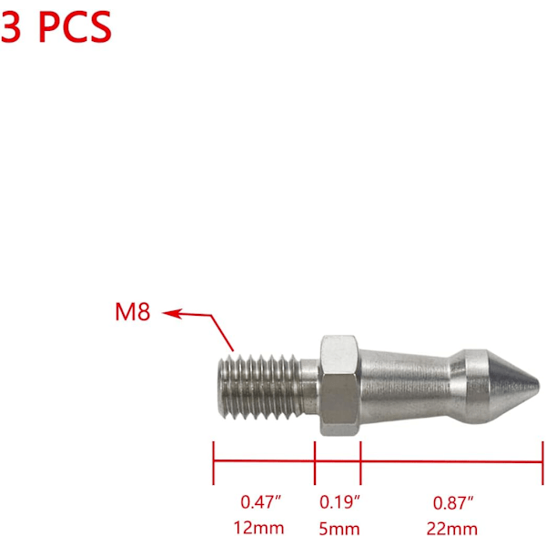 M8 Rustfrit Stål Treben Hex Skrue Kamera Pin Monopod Udskiftning Tilbehør