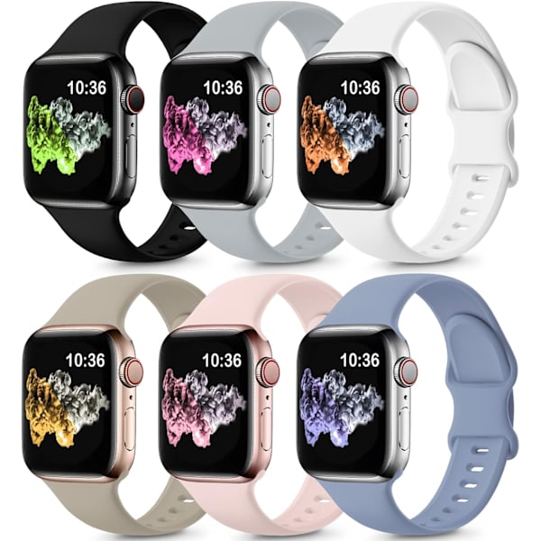 6-pakning band kompatibel med Apple Watch Band 38mm 40mm 6stk 6 6pcs 6 42mm/44mm/45mm/49mm