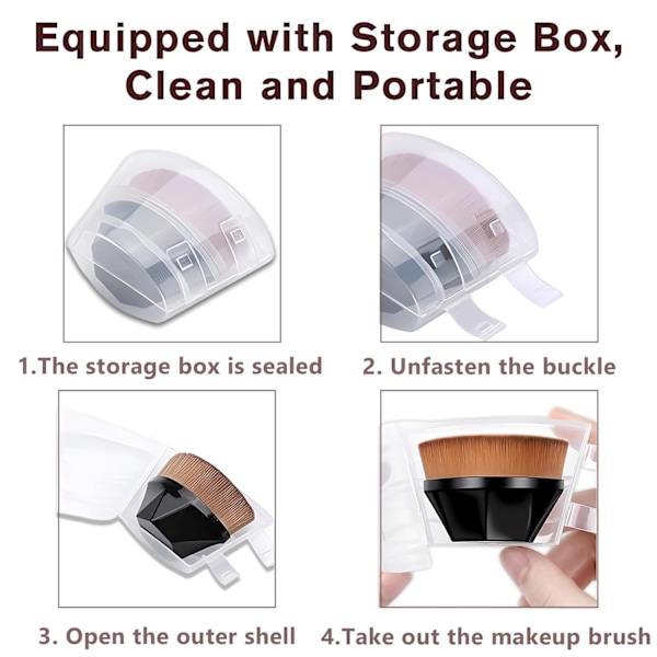 pcs Hexagon Flat Top Kabuki Foundation Brush med Skyddande Fodral för Flawless Flytande & Puderapplicering (Svart)