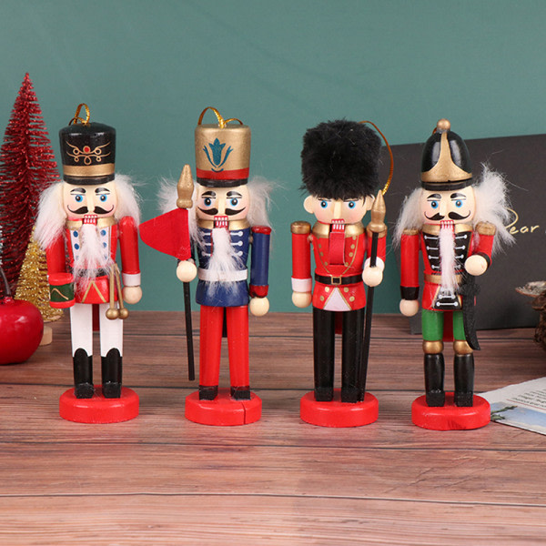 1. 13 cm nøtteknekkerdukke soldat juledekor anheng hjem tilfeldig farge 1 stk