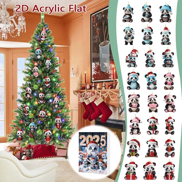 Julekalender 2025 (24 dage) - Panda design, akrylmateriale[BT]