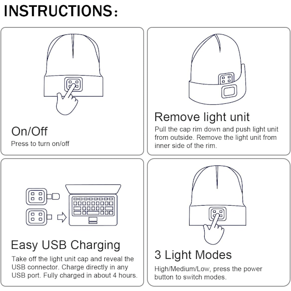 Hue med LED-lys USB Army green