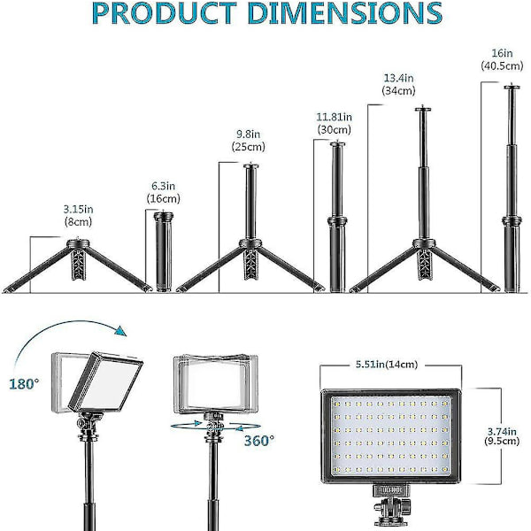 Led-paneeli Säädettävä 5600k USB-videovalo - 2 lediä jalustalla ja värisuodattimella ryhmää kohti matalaa kulmaa, zoomausta / videoneuvotteluvalaistusta varten