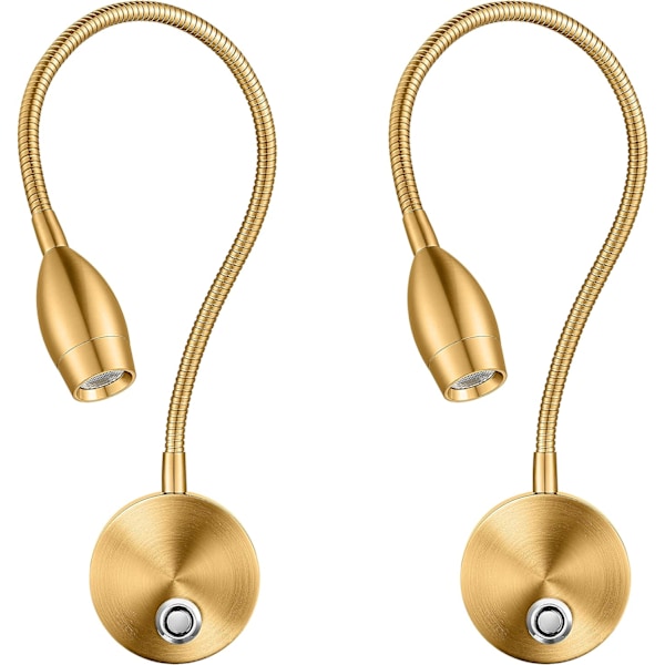 Dimbara LED-läslampor, väggmonterade sänglampor, flexibel svanhals med touch-dimmer, 3 färglägen, 2-pack
