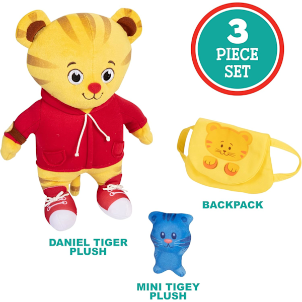 Plush Daniel Tiger Tillbaka till skolan Funktionsplysch med Tigey och Ryggsäck med