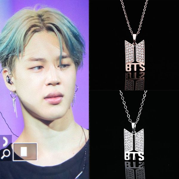 Hallyu Kpop 18k guldpläterat BTS-hänge med halsband - hög kvalitet silver
