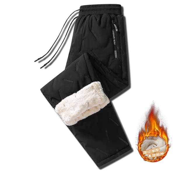 Fleeceforede vinterbukser til mænd | Tykke varme sweatpants med lige ben *Sort - Lige ben [Basismodel]*7XL Black - Straight Leg [Basic Style] 7XL