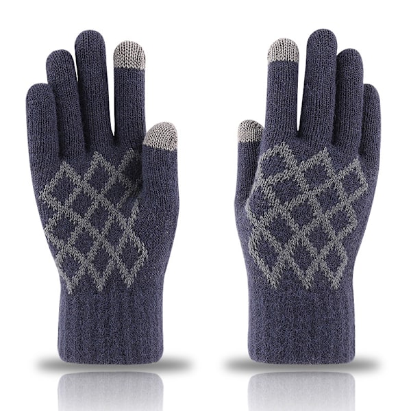 Vinter Touch Handskar Varma Stretch Stickade Vantar Hel Finger Blue