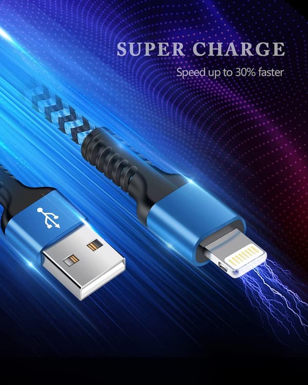 Kort iPhone-laderkabel, USB A til Lightning-kabel 1FT/2 stk. Flettet rask ladekabel datalinje