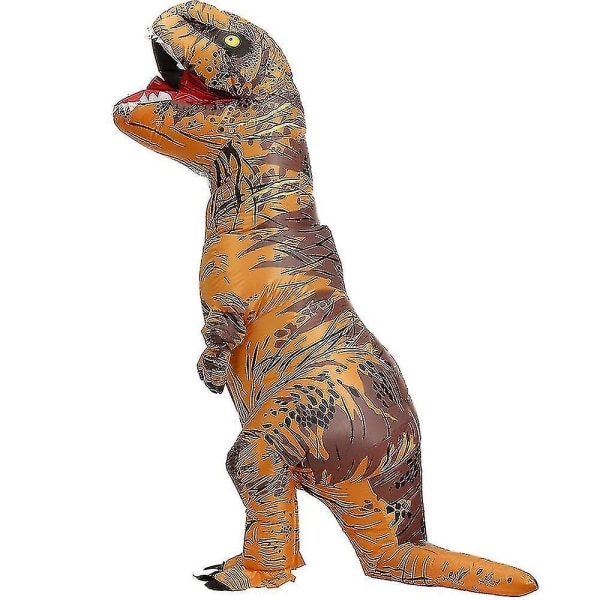 Barn och vuxna dinosaurie uppblåsbar cosplay kostymer T-rex anime tecknad film festklänning kostymer Halloween kostym brown