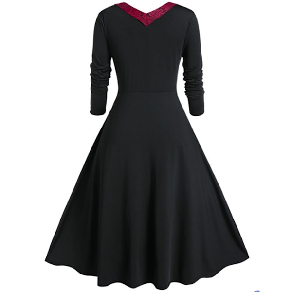 Kvinder Langærmet Halloween Gotisk Vintage Rød ed XL