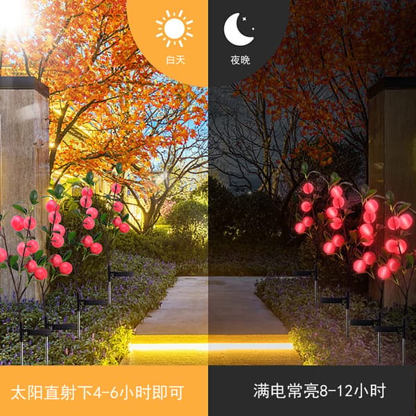 Solar Juleæble Citron Pære Havelys | Udendørs Haveindretning Trådløs Lampe**æble apple