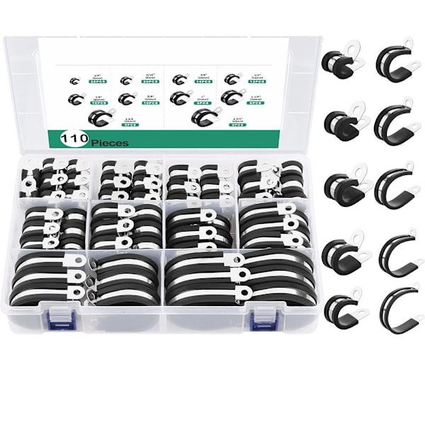110 PCS Kabelklemmer sortiment sett Isolerte kabelklemmer
