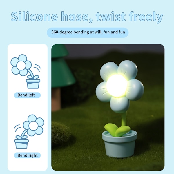 1 stk. Kreativ sød blomst bordlampe - Perfekt mini seng lampe til soveværelse, børns natlys Yellow
