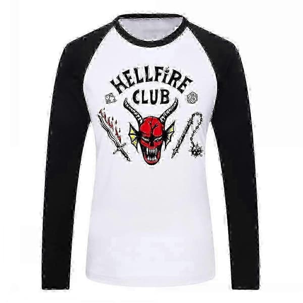 Unisex Hellfire Club Stranger Things T-shirt Dam/Herr Långärmad Topp 0619 White M