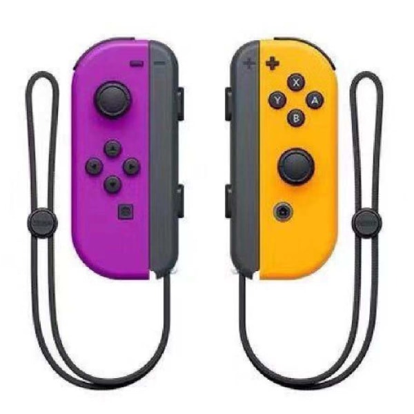 NS-bryter venstre og høyre håndtak joycon håndtak bryter bluetooth håndtak med fjernvekkelse og håndstropp Purple yellow handle