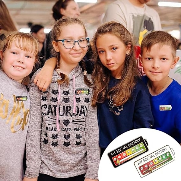 2 kpl MY SOCIAL BATTERY, Pin hauska sosiaalinen akun rintaneula merkki hauska sosiaalinen tunnelman rintaneula pin 7 päivälle, tunnelman rintaneula merkki söpö luova ilmaisun pin lahja