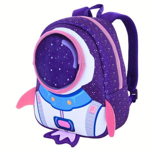 1 kpl Lasten Polyester-matkareppu, turvavyöllä, kadonneenesto-reppu Purple Small Rocket Backpack