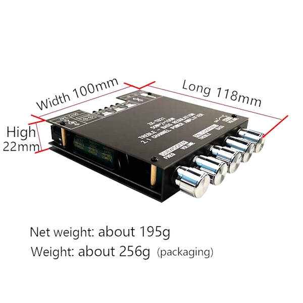 Zk-tb21 2.1-kanals förstärkare Bluetooth digital kraft 50wx2 +100w DIY