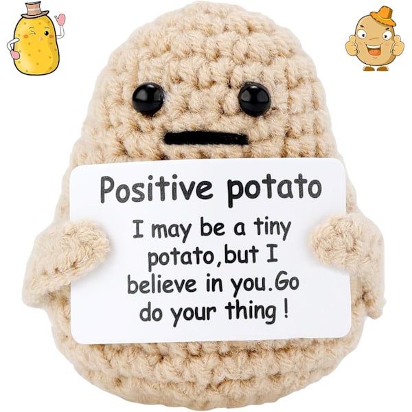Kreativ stickad ullpotatisdocka, rolig positiv potatisdekoration för presenter