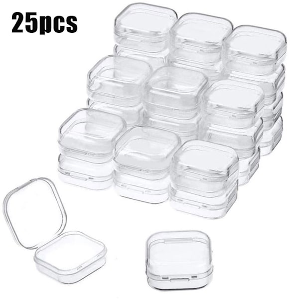 25 pcs small boxes square transparent plastic box jewelry storage