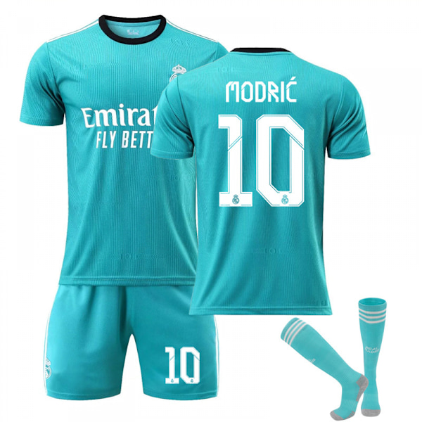 21/22 Real Madrid 2 Bortalagrönt Jersey Set Barn Vuxna Fotbollströja Träningströja Kostym Nr 10 MODRIC No.10 MODRIC 28