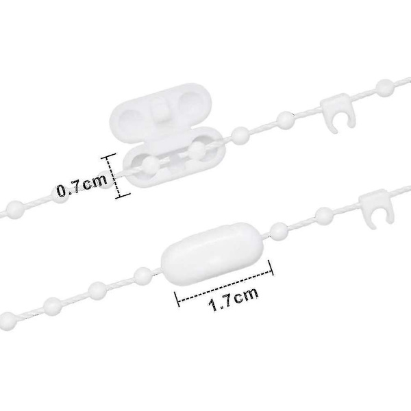 Stjerneskinn-20m vertikal blindkjede - tilbehør til vertikal blind og 5 blindsnorkoblinger - vertikal blindbunnkjede for 89mm lameller, hvit