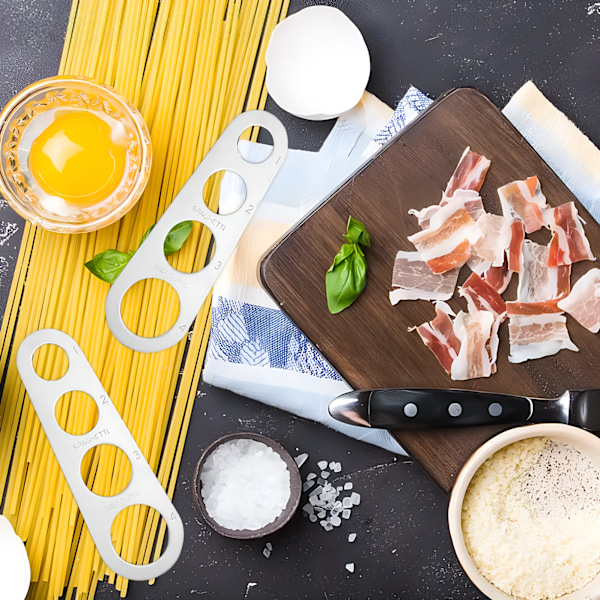 4-håls spaghetti-mätare i rostfritt stål, spaghetti-mätlinjal, spaghetti-mått i rostfritt stål, pastamätverktyg, spaghetti-mätning