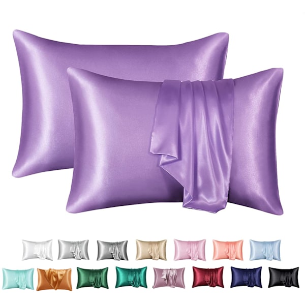 2PCS örngottöverdrag satin hår skönhet örngott hem dekoration lila purple 50x66cm-2PCS