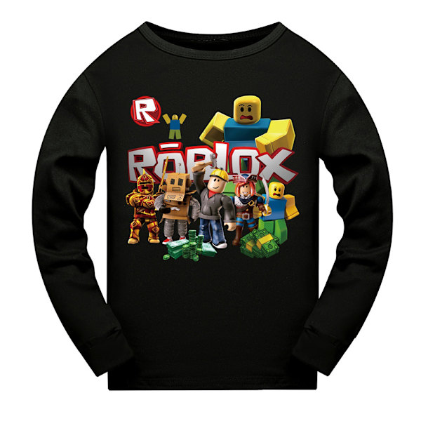 Roblox Game Langærmet Pyjamas Pyjamas Sæt Børn Pjs Nattøj Fans Gave Sort Black 150 cm
