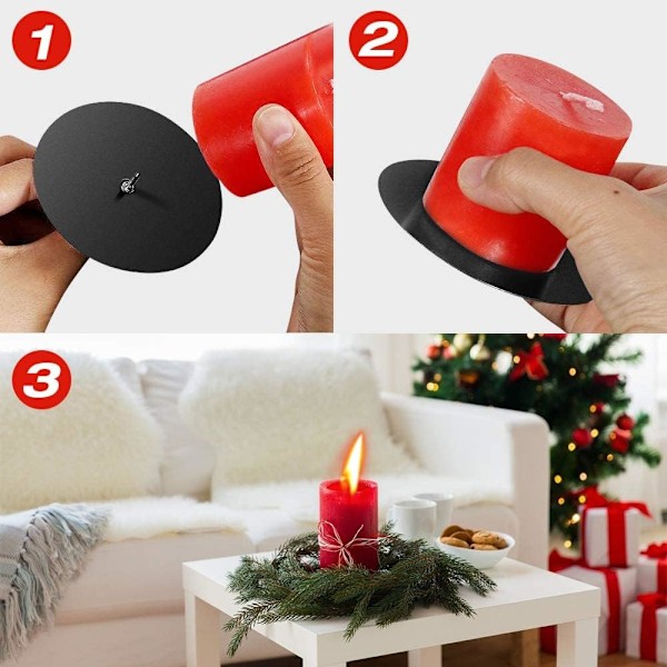 8 kynttilänjalkaa Adventti-kynttilänjalka Adventtiseppele metalli, musta 8 cm kynttiläpistokkeet jouluun Black 8 cm
