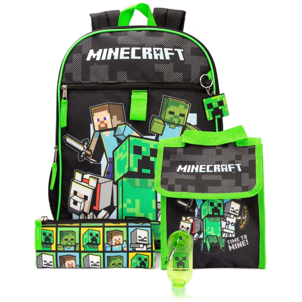 Minecraft Barnryggsäck för barn/barn Time To Mine Set En Storlek Bla Svart/Grön Black/Green One Size