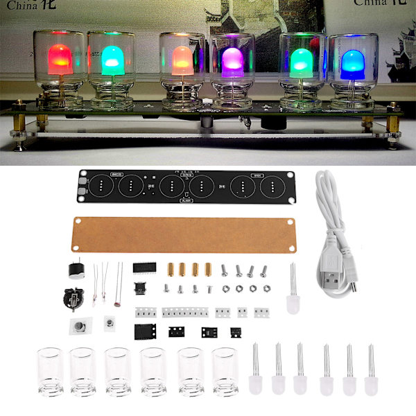 Imitera fullfärg RGB-glödrörsklocka present kreativ RGB-färgklockkit 51 SCM DIY elektroniskt kit färgglad ljusklocka