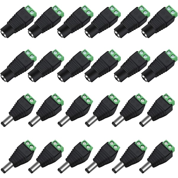 DC-strömkälla Hane/hona-kontakt Balun-adapter 12V uttag Adaptrar Används för videomonitor CCTV-kamerakabel LED-list 2,1 x 5,5 mm