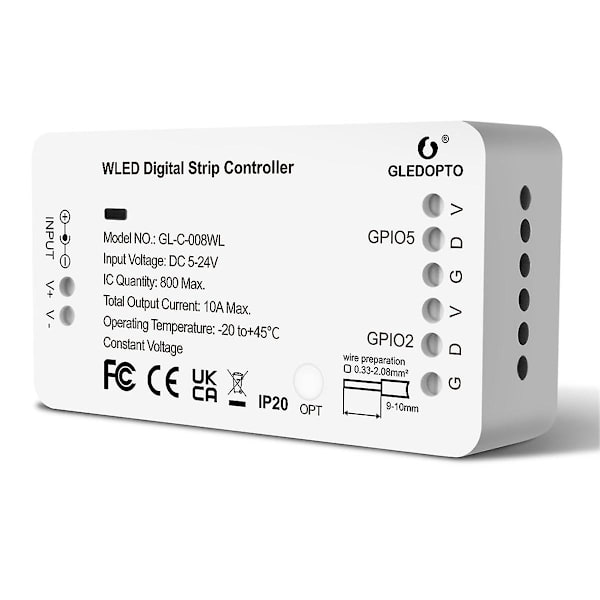 WLED Strip Controller LED-lys Over 100 dynamiske lysmoduser DIY WiFi APP-kontroll 800 IC RGB R