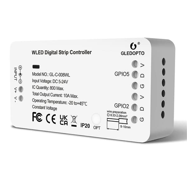 WLED Strip Controller LED-lys Over 100 dynamiske lystilstande DIY WiFi APP-styring 800 IC RGB R